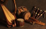 Instruments traditionnels celtes : harpe, cornemuse, bodhrán et flûtes