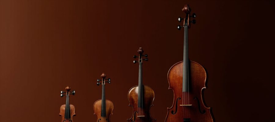 Les 4 instruments à cordes frottées classés du plus aigu au plus grave