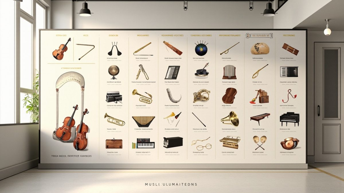Quels sont les noms de tous les instruments de musique et leur classification ?